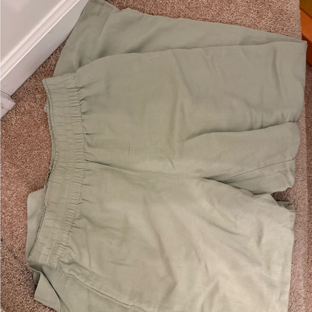Light Green Elastic Waist Pants